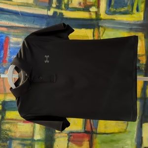 Under Armour youth small black with gray logo golf collared shirt NWOT